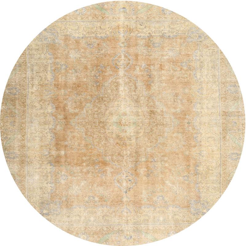 Tapis beige contemporain, Rond 5 pi