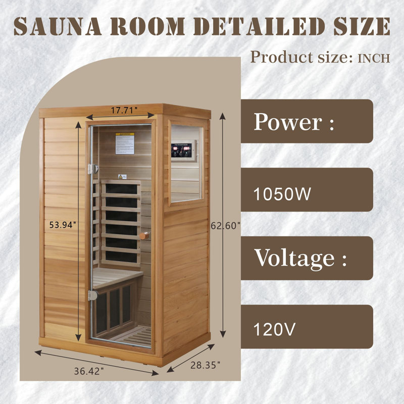 Far Infrared Sauna Room 1 Person In Red Cedar