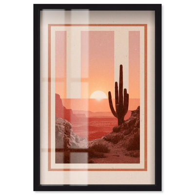 Décoration murale rose rétro Registan Shadowbox par Art Remedy, cadre noir, 17 x 25