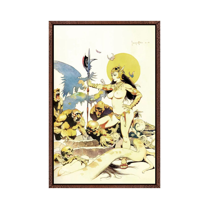 Ghoul Queen 1 Piece Painting on Canvas, 101.6 cm H x 66.04 cm W, Classic Brown Wood Framed