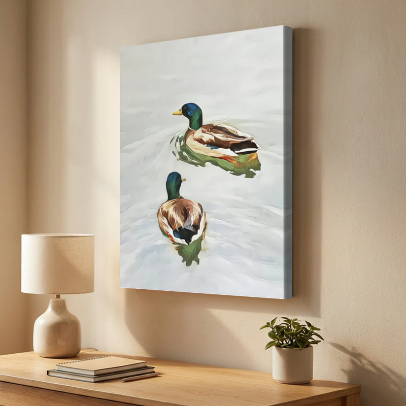 Impression sur toile, "Mallard canards nager gracieusement"