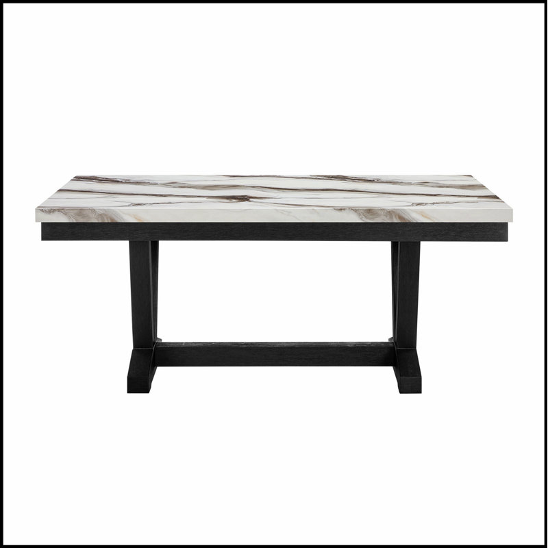 Table de salle à manger Panda en marbre noir et blanc, élégante et durable pour une décoration moderne et polyvalente