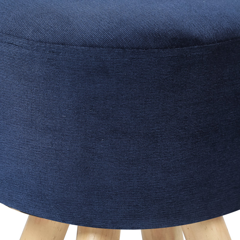 Cenka Upholstered Ottoman, Blue Corduroy