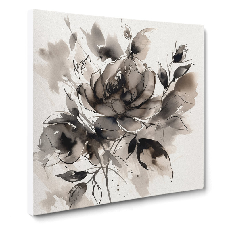 Floral Ink Wash No.3 - Wrapped Canvas, 50cm H x 50cm W x 3cm D