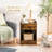 Wooden Nightstand with Drawer Cabinet End Side Table Raised Top, Set of 2-843225027