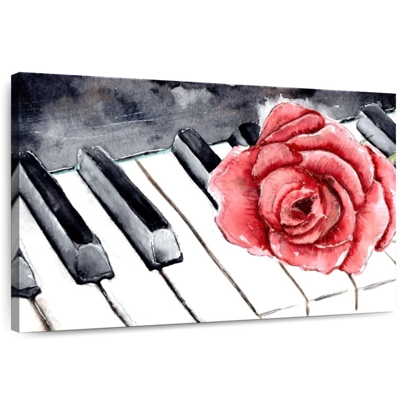 Abarca piano et fleur, H 8 po x l 12 po