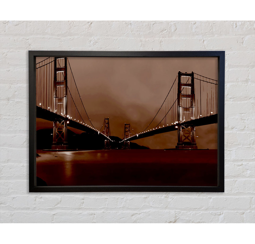 Golden Gate Bridge Zwillinge Braun - Einzelner Bilderrahmen Kunstdrucke auf Leinwand