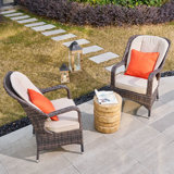 3-Piece Patio Rattan Bistro Set With Coffee Table