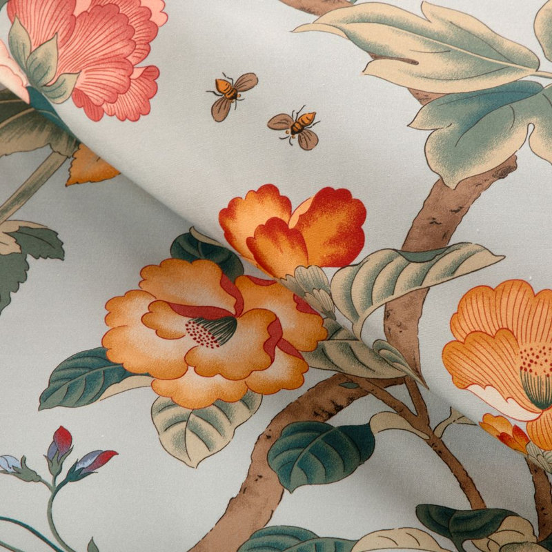 Gardenia Print, Green/Blue/Pink