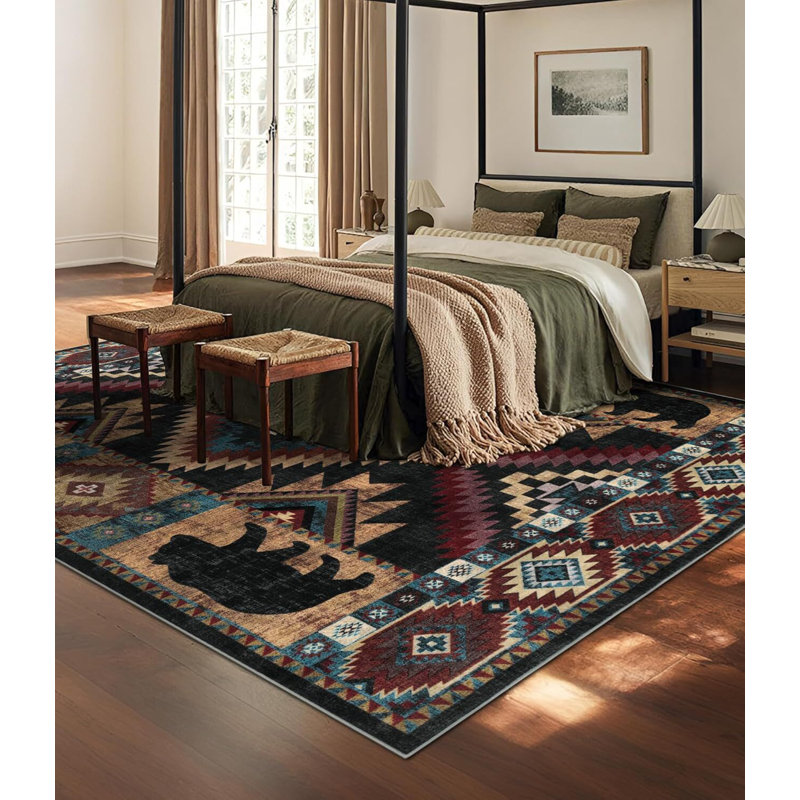 Tapis rustique lavable en machine avec envers antidérapant Rustic Lodge, Rectangle 8' x 10'
