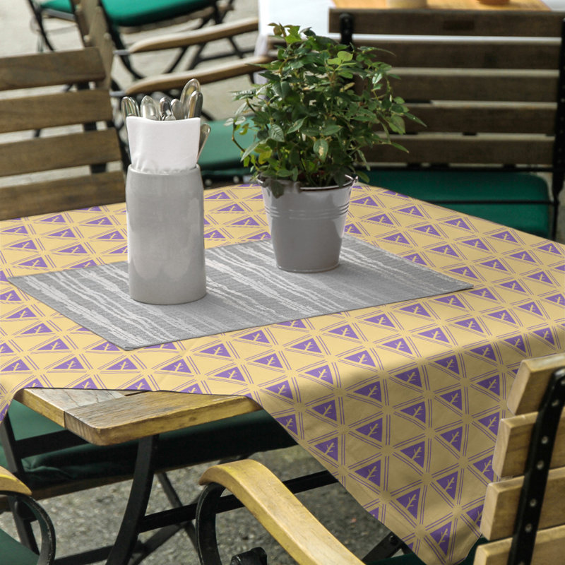 Barbra Classic Minimalist Tree Tablecloth, Yellow/Purple