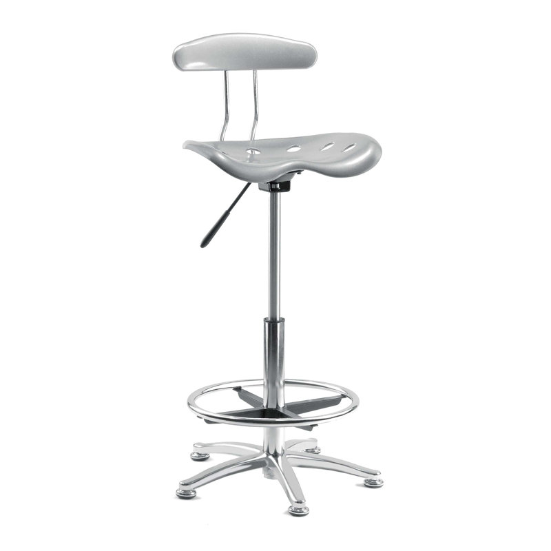 Tek Backed Adjustable Height Ergonomic Industrial Stool with Footrest