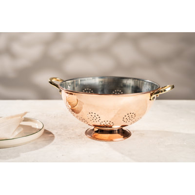 Solid Copper Colander with Tin Interior, 250 mm