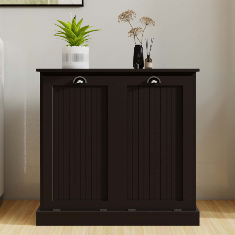 Armoire de trieur de linge à deux compartiments inclinable, durable et élégante pour la gestion organisée de la lessive