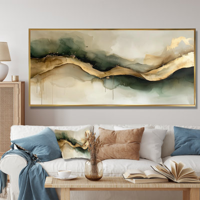 Abstract Liquid Ink Divide Fight Of Emerald II - Abstract Liquid ink Wall Art