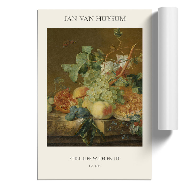 Still Life With Flowers And Fruit Vol.8 by Jan Van Huysum - No Frame Print, 42cm H x 30cm W x 0.1cm D