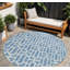 Tapis intérieur / extérieur rond lavable bleu et ivoire HomeRoots 8 pi