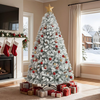 6' Snow Flocked Spruce Hinged Artificial Christmas Tree