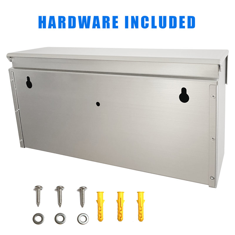 Modern Brushed Stainless Steel Wall Mounted Mailbox with Rainproof Design