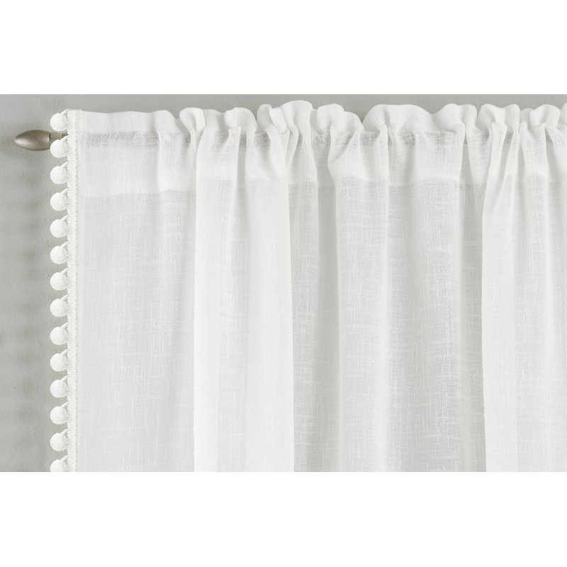 Caletha Semi Sheer Curtain Single Panel, Width 140 x Drop 229 cm, White