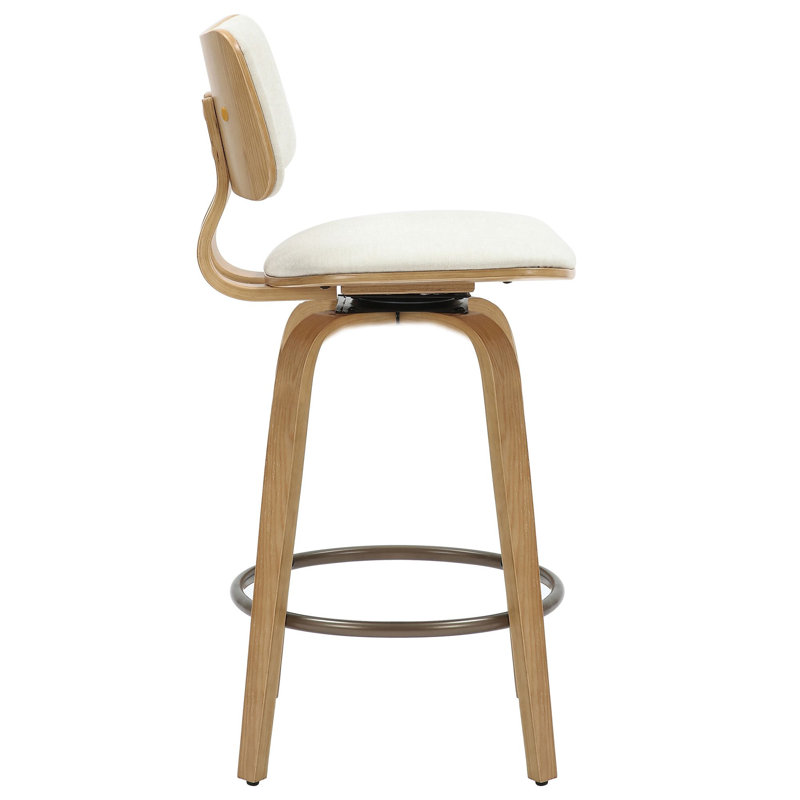 Tabouret de comptoir pivotant de 26 po en tissu beige et naturel Mery, Beige