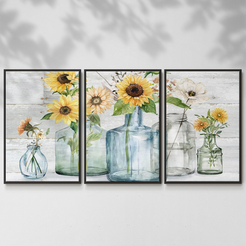 Tournesol 3 pièces, Noir, H 36 po x l 75 po x P 2 po