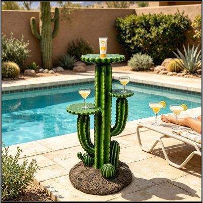 Support pour plante cactus saguaro en résine de 81 cm (32 po) avec 3 étagères à plusieurs niveaux, sculpture, porte-pot de fleurs, résistant aux intempéries, pour l'extérieur