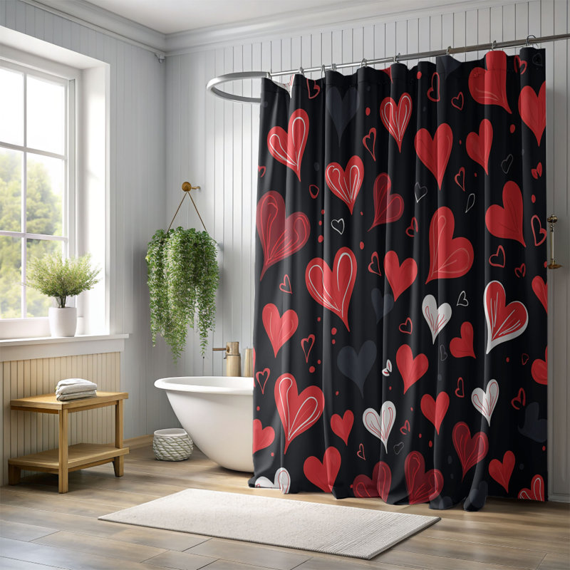 Heart Drift - rideau de douche standard 1 pièce, H 74 po x l 71 po