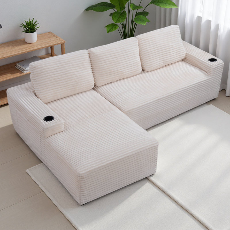 104 Inch Cloud Sectional Couch,Modern Modular Sectional Sofa With Deep Seat,Corduroy Boneless Couches With L-Shape Chaise For Living Room Bedroom
