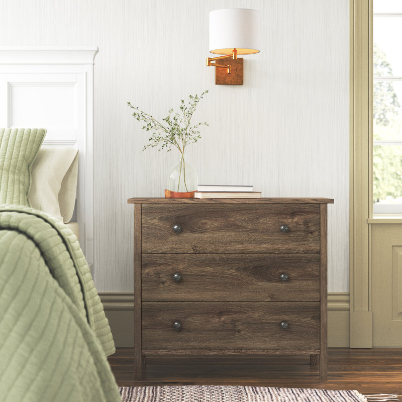 Studley 3-Drawer Nightstand, Distressed Walnut