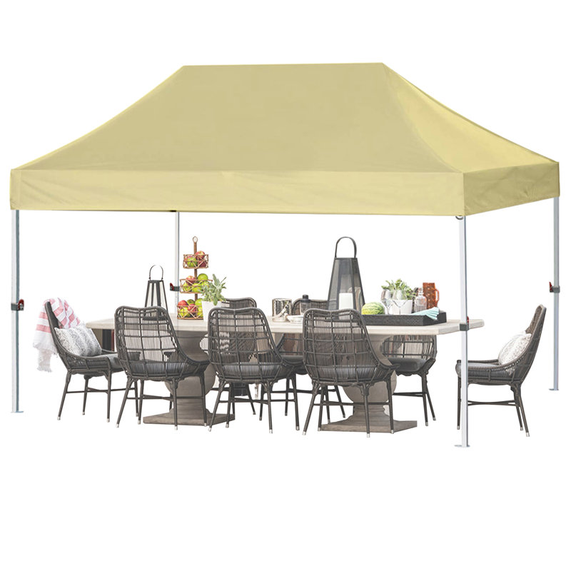 Amaziyah 96'' W x 96'' D Steel Pop-Up Canopy, Beige, 10ft x 15ft