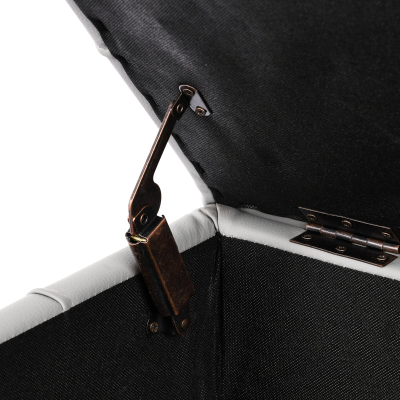 Rangement pour vestibule en cuir Scratch - 22 po, gris avec pieds en acier inoxydable doré, pieds de banc pour animaux 22 po