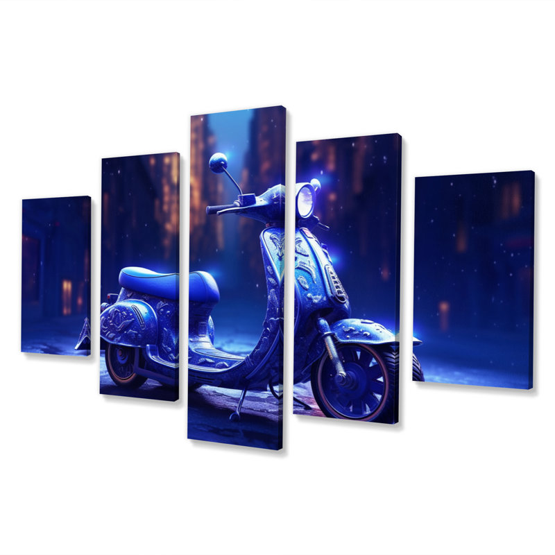 Scooter City Rides I - Impression sur toile transport - 5 panneaux