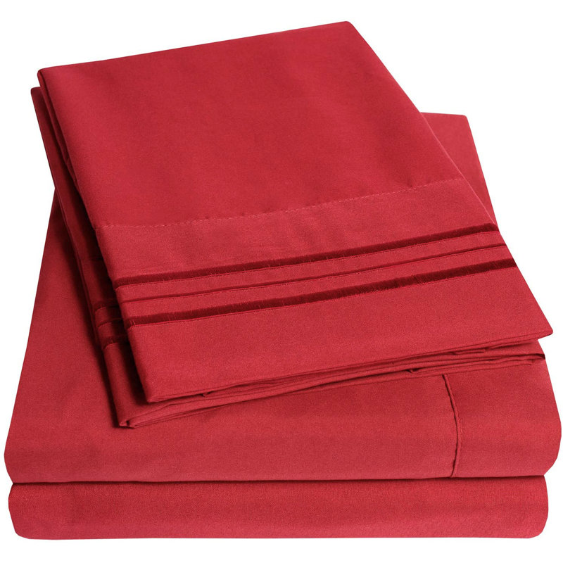 Microfiber Sheet Set, California King Sheet Set with 2 Pillowcases, Red
