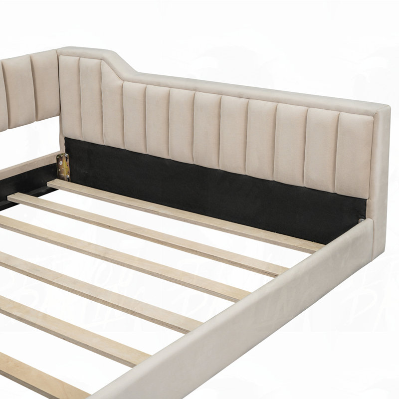 Lit de jour en velours, Double XL, Beige