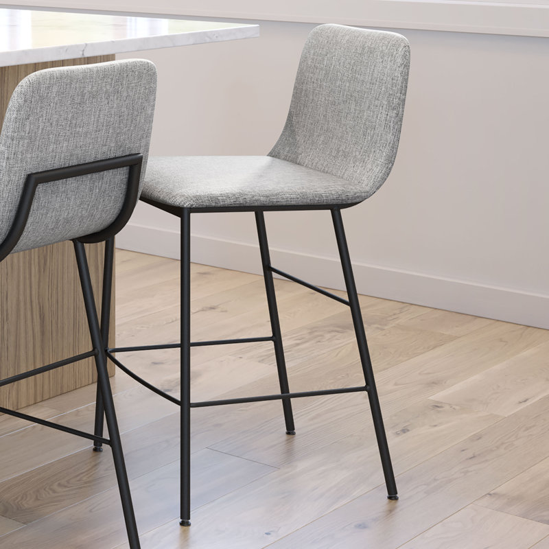 Brayden Studio® Hrayr Counter and Bar Stool, Counter Stool (26" Seat Height), Polyester Blend Gray White, Black