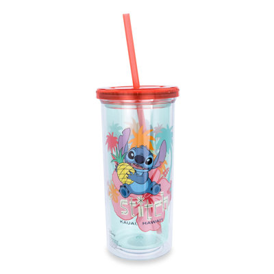Tasse de carnaval tropical avec couvercle et paille Disney
