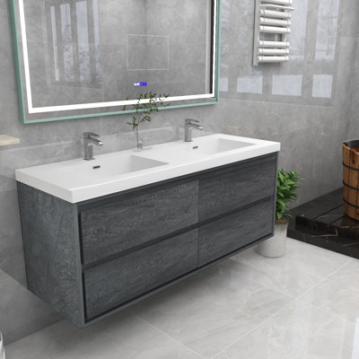 Azden 47" Wall-Mounted Double Bathroom Vanity Set