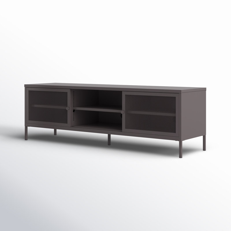 Aprel Metal TV Stand for TVs up to 65" with Perforated Metal Sliding Doors
