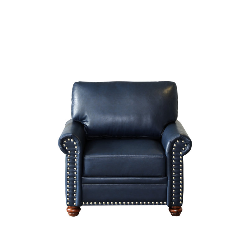 Chaise en similicuir bleu marine avec structure en métal pour chaise de salon, pieds en bois massif, confort idéal, Marine