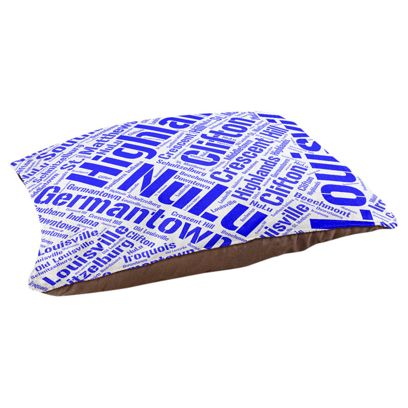Coussin de chien « districts », Grand (l 40 po x P 30 po x H 14 po), Bleu, Louisville