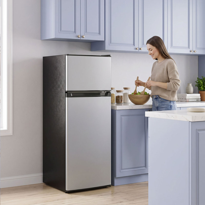 Mini-frigo avec congélateur de 7,7 pi³, thermostat réglable, blanc, White