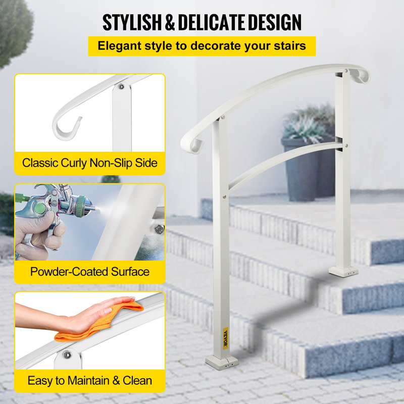 Matte White 3-Step Stainless Steel Outdoor Handrail Kit
