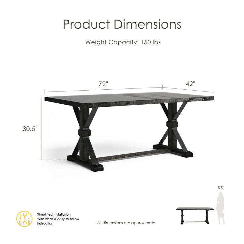 Julian Pine Solid Wood Base Dining Table