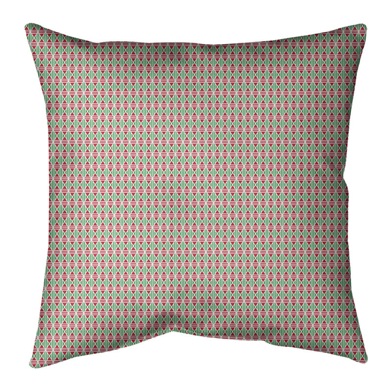 Coussin décoratif géométrique 14 po, 20 po x 20 po, Vert / Rouge