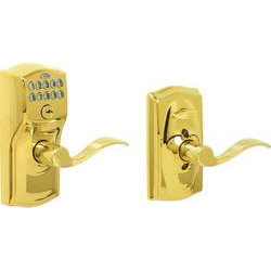 Accent Keypad Lever with Camelot Trim, Lifetime Brass, Right