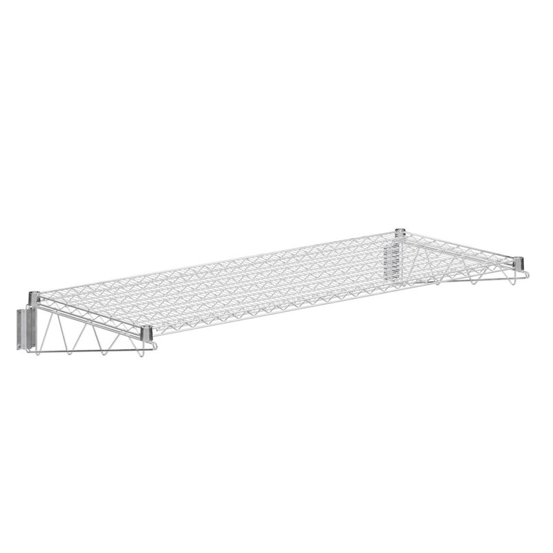 Chrome Wire Wall Mount Shelf, 8" H x 60" W x 24" D