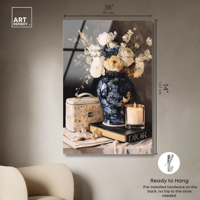 «Beautiful Vase Candles», impression sur toile par Art Remedy, H 54 po x l 36 po