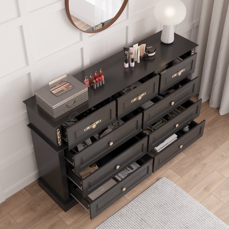 Grande commode à 9 tiroirs, Noir