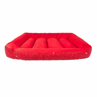 Sparkles Home Luminous Rhinestone Bolster Pet Bed | Velvet Interior | Large Sizes